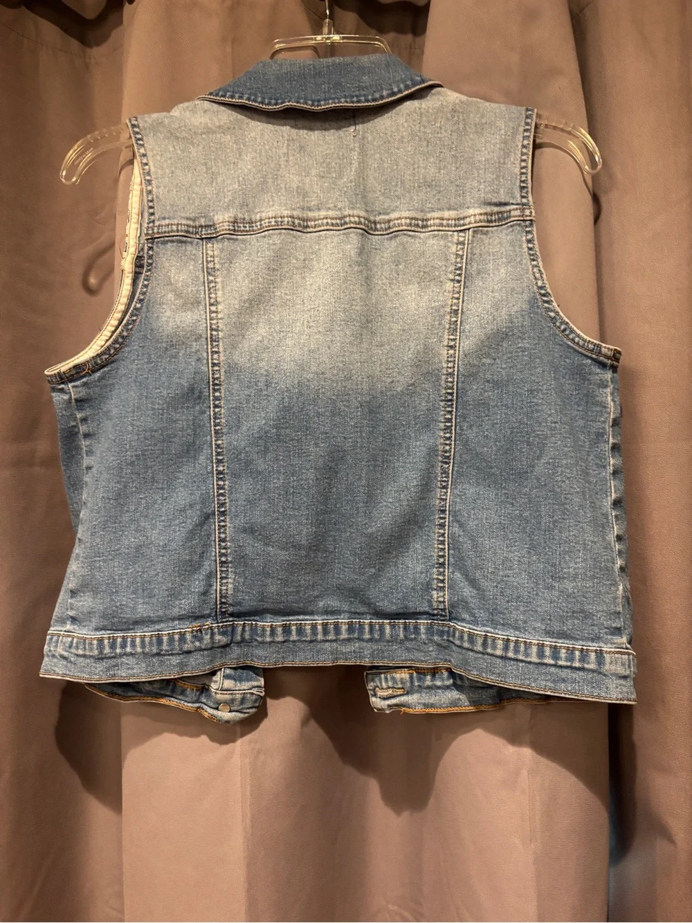 Justice Light Wash Denim Vest with Crochet detail